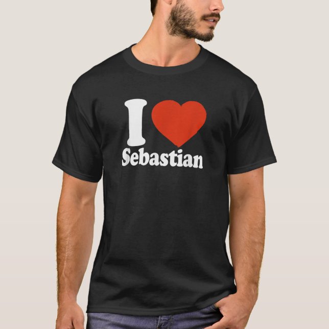 I Love Sebastian I Heart Sebastian Red Heart Valen T-Shirt (Front)