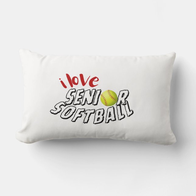 I Love Senior Softball Throw Pillows (Front)