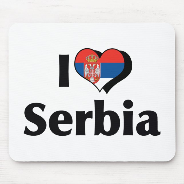 I Love Serbia Flag Mouse Mat (Front)