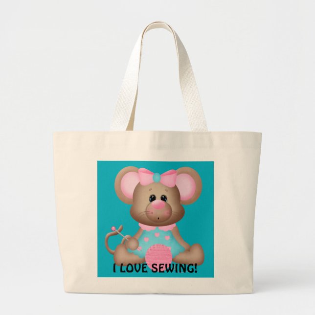 I love sewing mouse tote bag (Front)