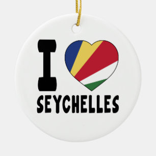 I Love Seychelles Ceramic Tree Decoration