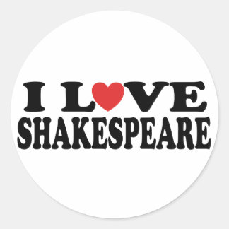 I Love Shakespeare Gift Classic Round Sticker