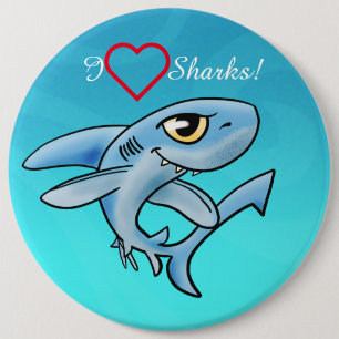 I Love Sharks 6 Cm Round Badge