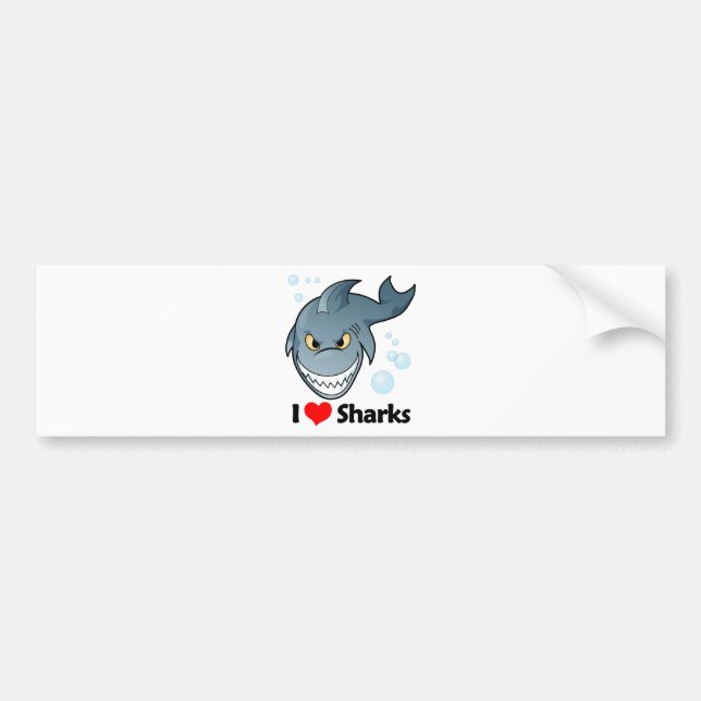 I Love Sharks Bumper Sticker (Front)