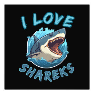 I Love Sharks Fisher Photo Print
