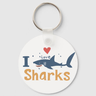 I Love Sharks Key Ring