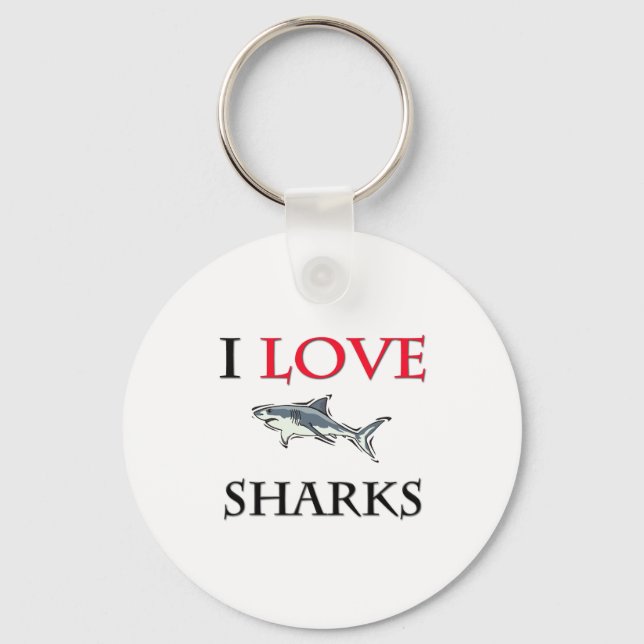 I Love Sharks Key Ring (Front)