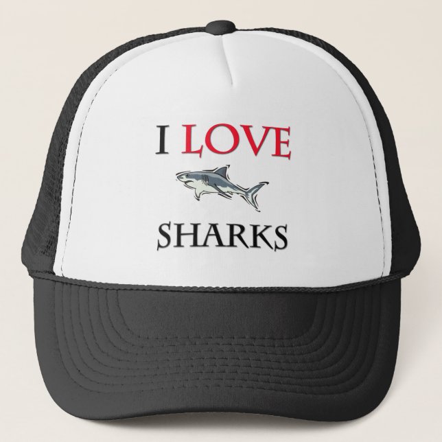 I Love Sharks Trucker Hat (Front)