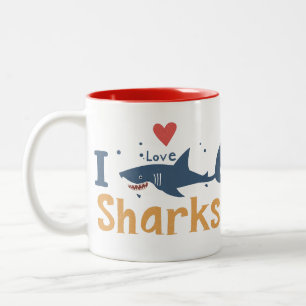 I Love Sharks Two-Tone Coffee Mug