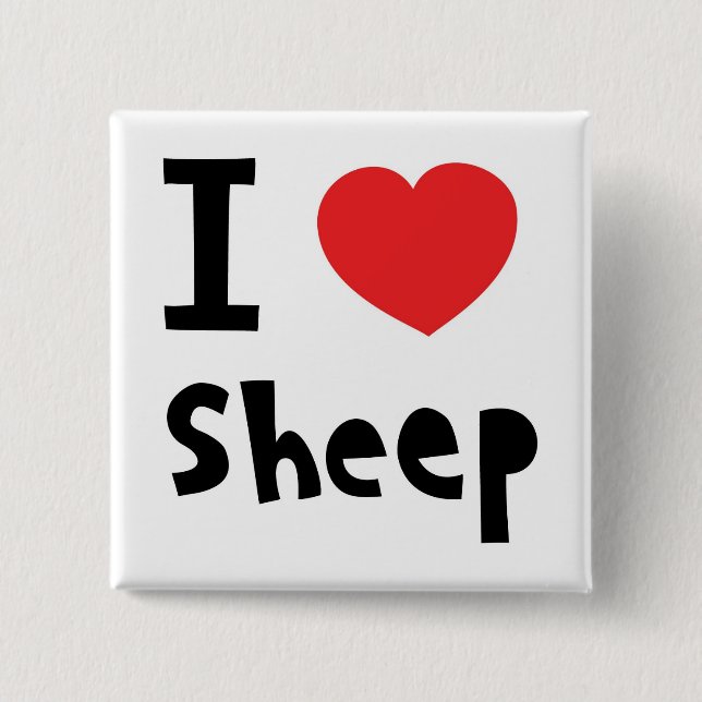 I love sheep 15 cm square badge (Front)