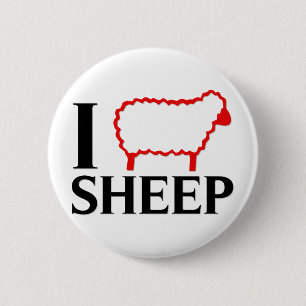 I Love Sheep 6 Cm Round Badge