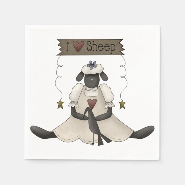 I Love Sheep Paper Napkins (Front)