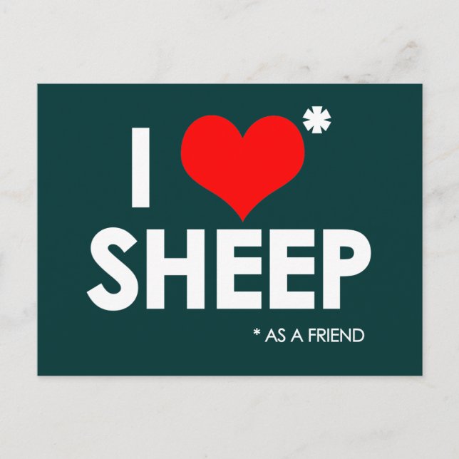 I Love * Sheep Postcard (Front)