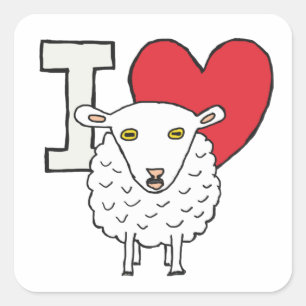 I Love Sheep Square Sticker