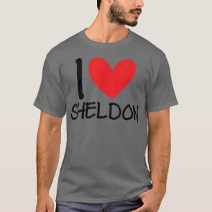 I Love Sheldon Name Heart Personalised Men Guy BFF T-Shirt