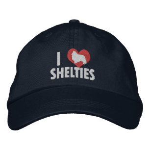 I Love Shelties Dark Embroidered Hat