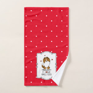 I Love Shelties (sable 2) Shetland Sheepdogs Cute Bath Towel Set