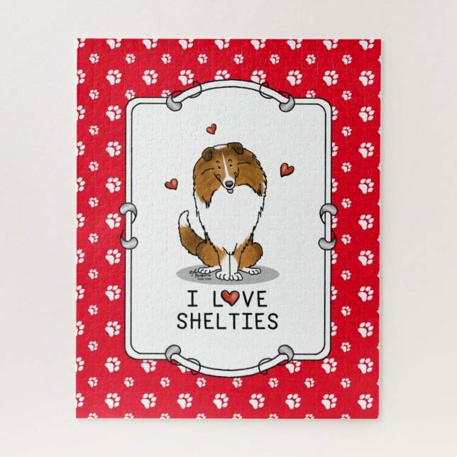 I Love Shelties (sable 2) Shetland Sheepdogs Cute Jigsaw Puzzle (Vertical)