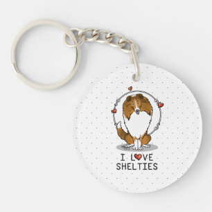 I Love Shelties (sable 2) Shetland Sheepdogs Cute Key Ring
