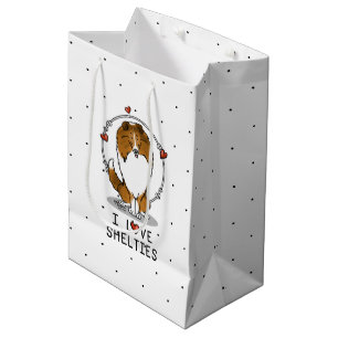 I Love Shelties (sable 2) Shetland Sheepdogs Cute Medium Gift Bag