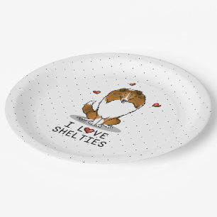 I Love Shelties (sable 2) Shetland Sheepdogs Cute Paper Plate