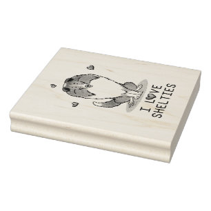 I Love Shelties (sable 2) Shetland Sheepdogs Cute Rubber Stamp