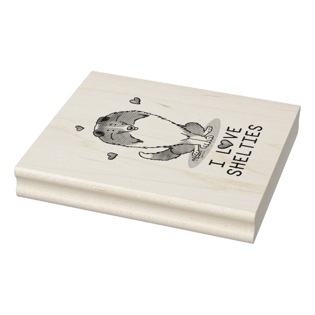 I Love Shelties (sable 2) Shetland Sheepdogs Cute Rubber Stamp (Stamp)