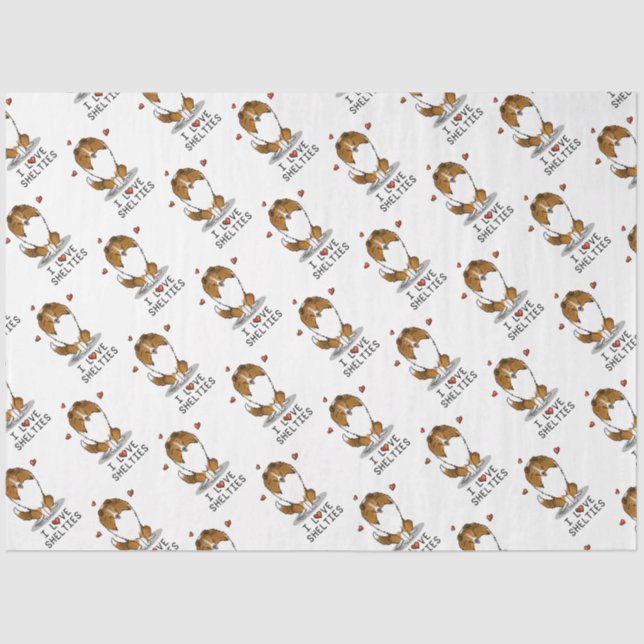 I Love Shelties (sable 2) Shetland Sheepdogs Cute Tissue Paper (Front)
