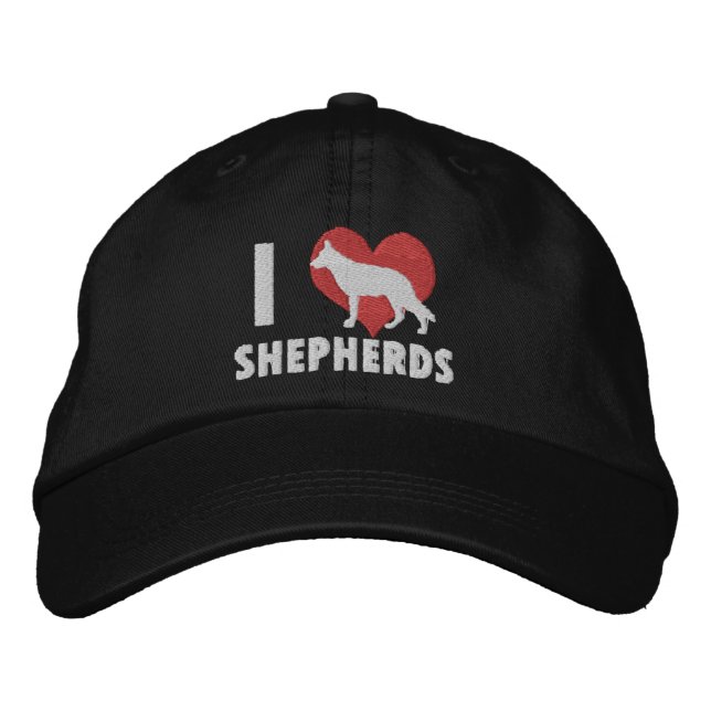 I Love Shepherds Embroidered Hat (Dark) (Front)