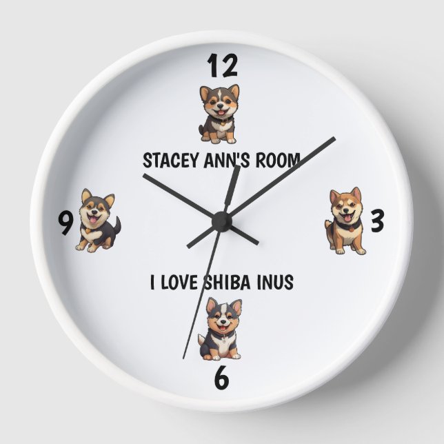 I Love Shiba Inus Cute Name Wall Clock (Front)