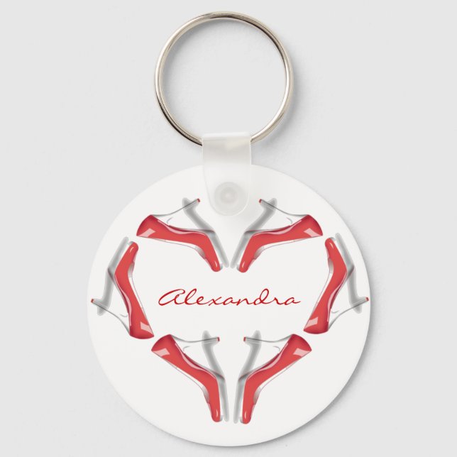 I Love Shoes Heels Heart Personalised Key Chains (Front)