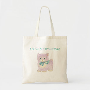 I LOVE SHOPLIFTING KITTEN TOTE