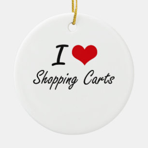 I Love Shopping Carts Ceramic Tree Decoration
