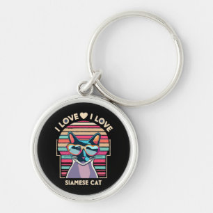 I love Siamese cat Key Ring