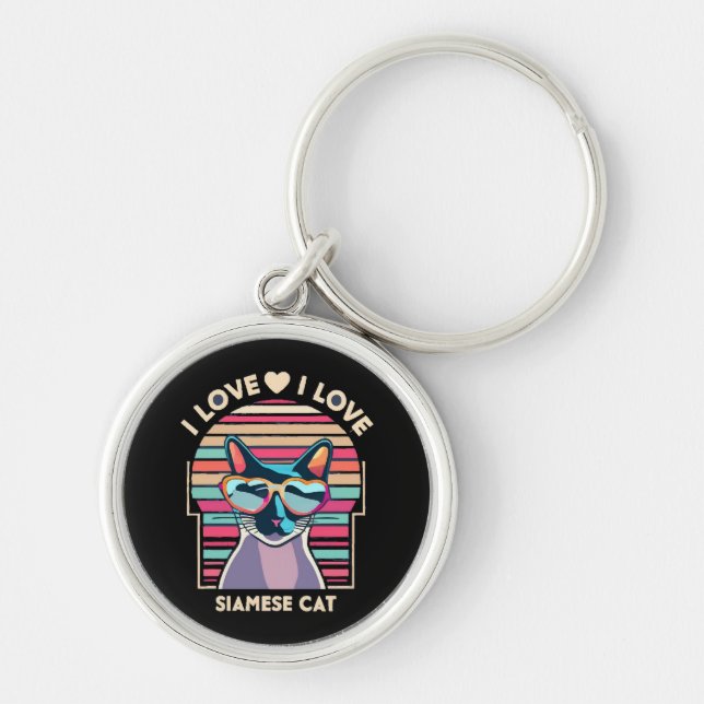 I love Siamese cat Key Ring (Front)