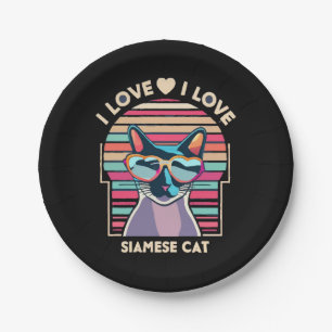 I love Siamese cat Paper Plate