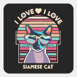 I love Siamese cat Square Sticker