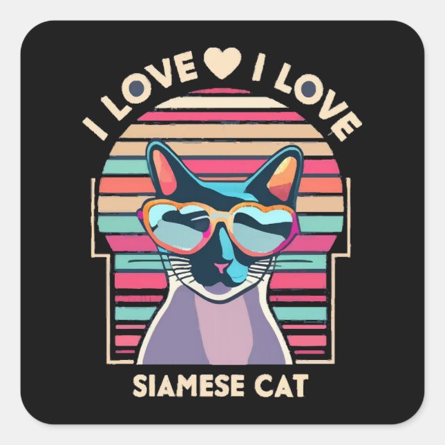 I love Siamese cat Square Sticker (Front)