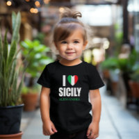 I Love Sicily Italian Flag Heart Toddler Tee Shirt
