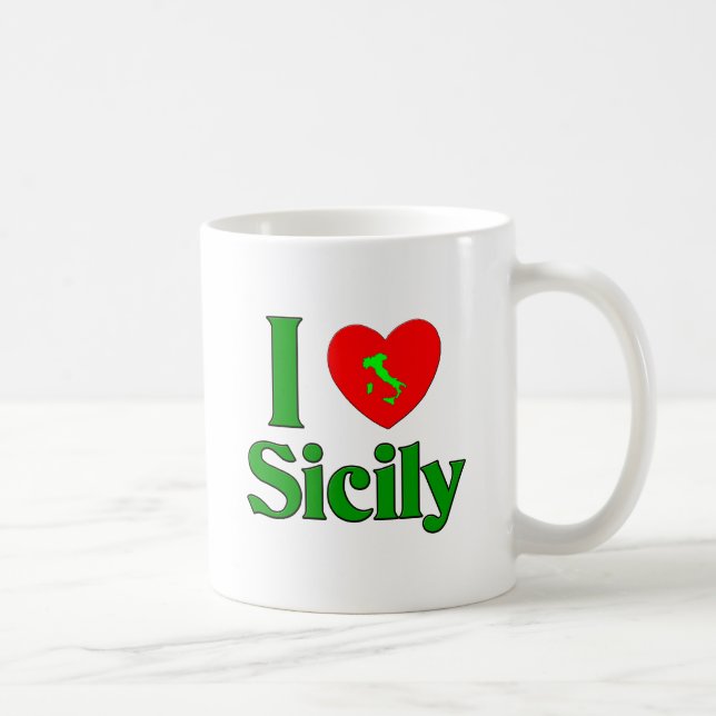 I Love Sicily Italy Coffee Mug (Right)