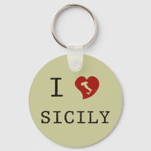 I Love Sicily Key Ring