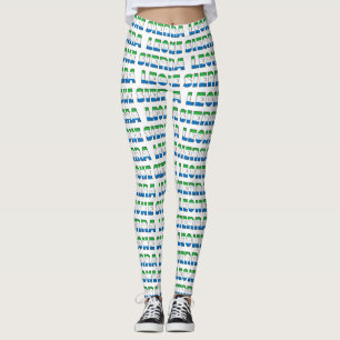 I Love Sierra Leone Flag Colours Typography Patter Leggings