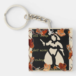 "I love silent movie cowboys!" Key Ring