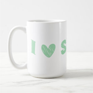 I Love Simple" Minimalist Text Design Muted Green Coffee Mug