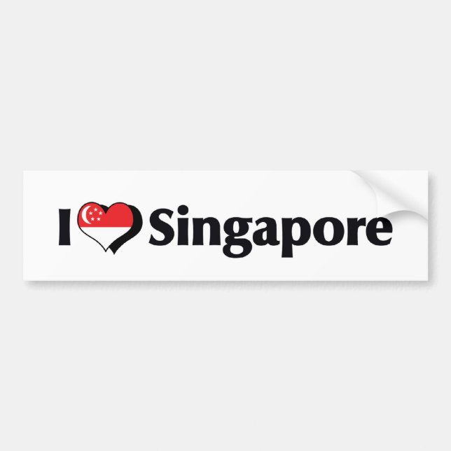 I Love Singapore Flag Bumper Sticker (Front)