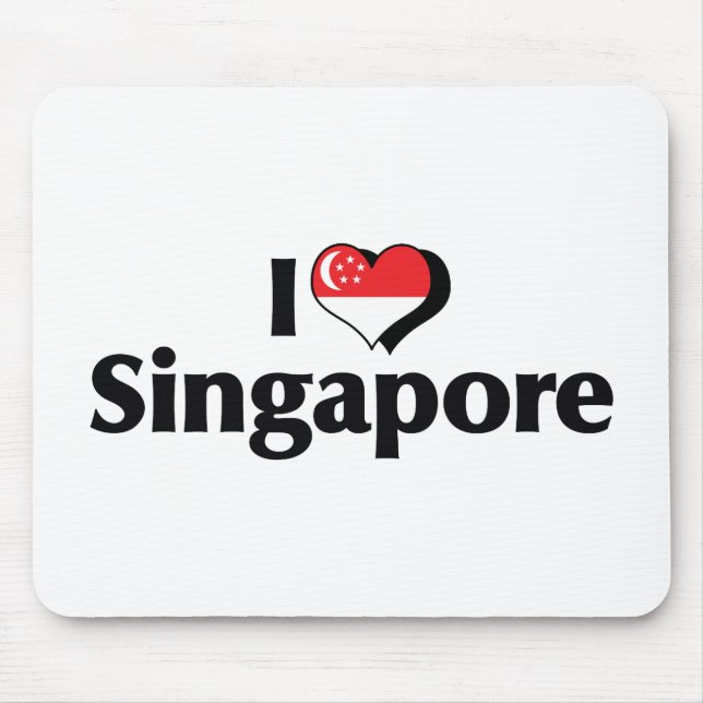 I Love Singapore Flag Mouse Mat (Front)