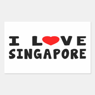 I Love Singapore Rectangular Sticker