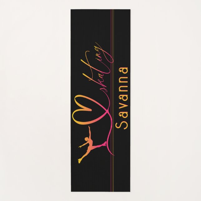 "I love Skating" figure skating custom name Yoga Mat (Front)