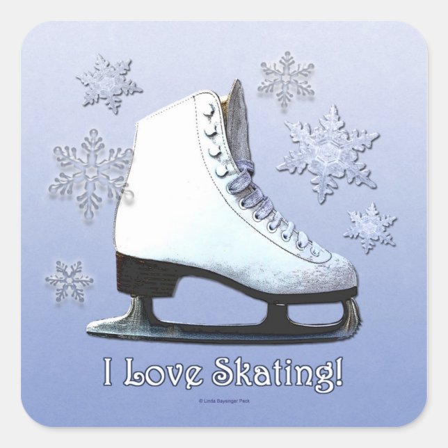 I Love Skating Square Sticker (Front)