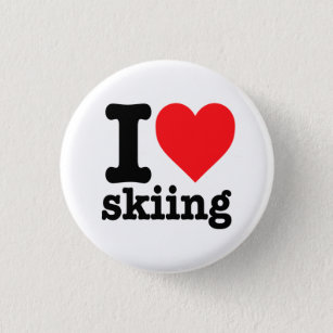 "I love skiing" 3 Cm Round Badge
